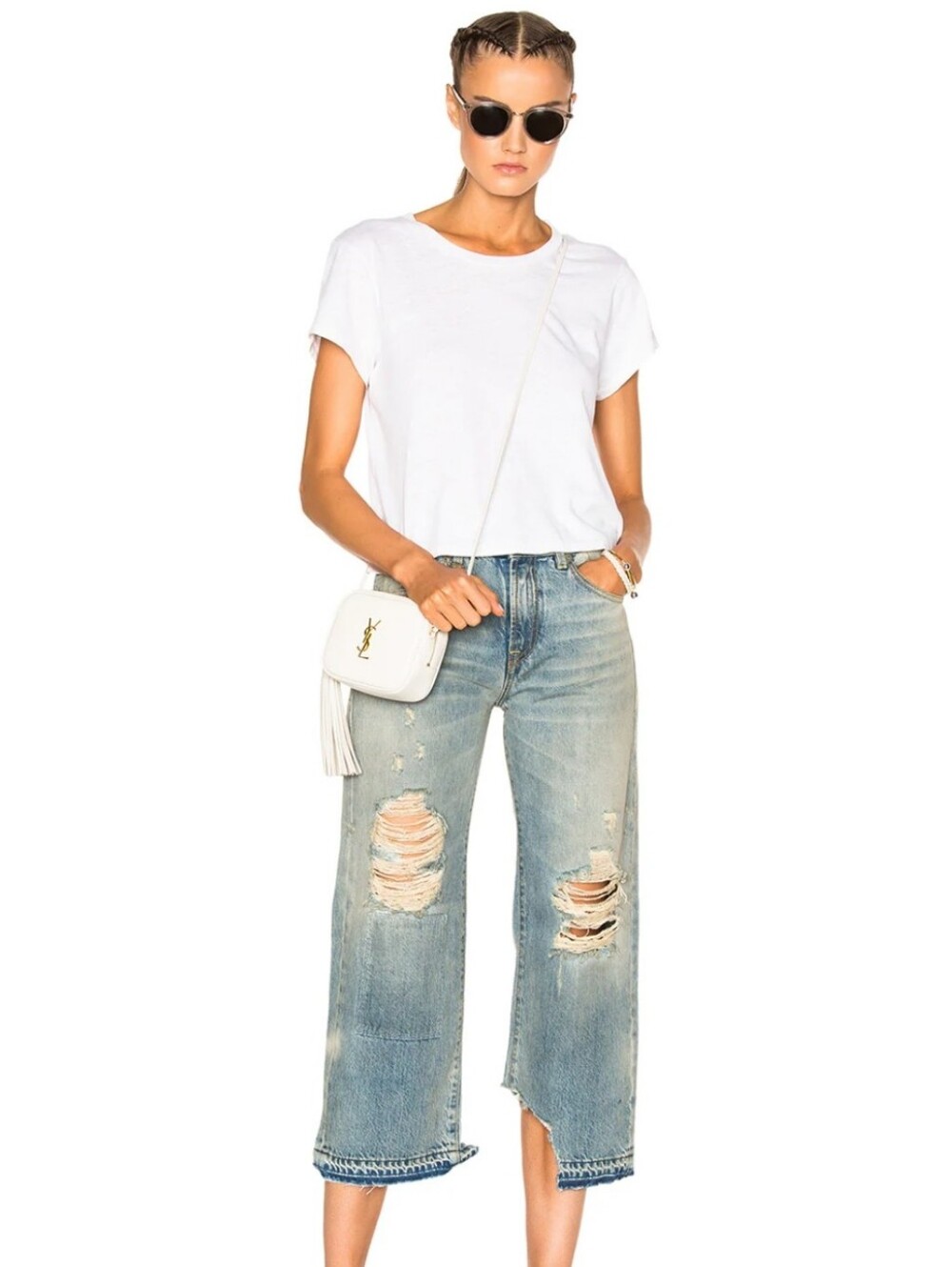 R13 CAMILLE DISTRESSED JEANS IN LAYTON BLUE WASH